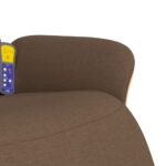 Fauteuil inclinable de massage avec repose-pieds marron tissu – Image 6