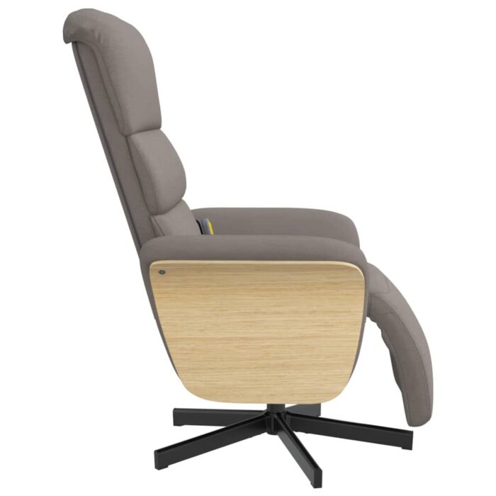 Fauteuil inclinable de massage avec repose-pieds taupe tissu – Image 2