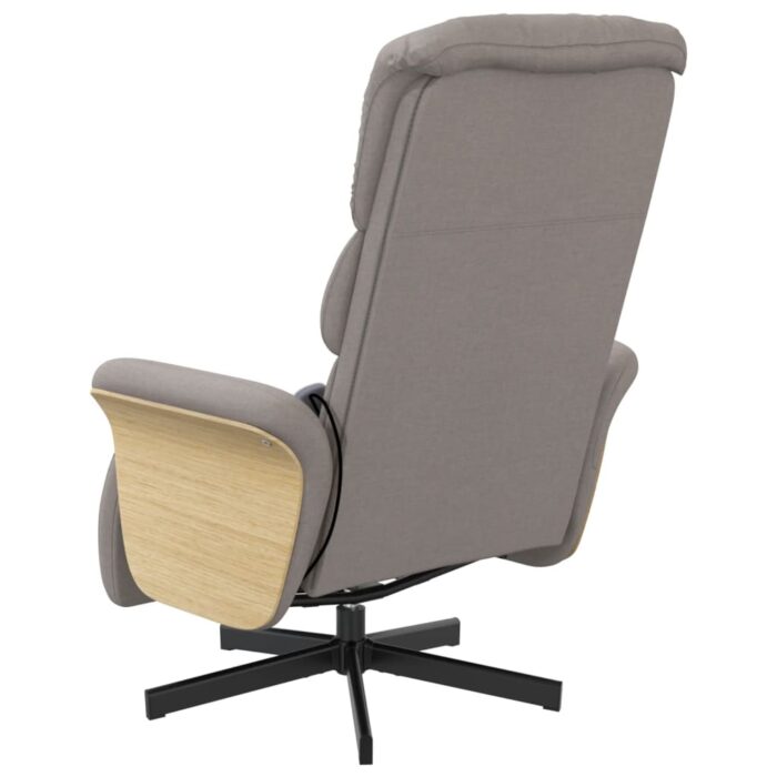 Fauteuil inclinable de massage avec repose-pieds taupe tissu – Image 3