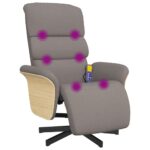 Fauteuil inclinable de massage avec repose-pieds taupe tissu – Image 5