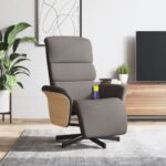 Fauteuil inclinable de massage avec repose-pieds taupe tissu