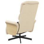 Fauteuil inclinable de massage avec repose-pieds crème tissu – Image 3