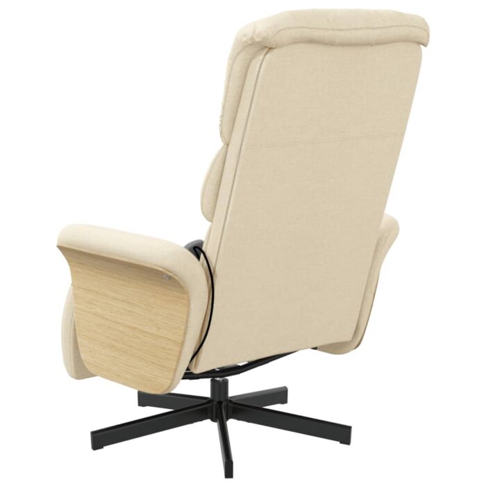 Fauteuil inclinable de massage avec repose-pieds crème tissu – Image 3