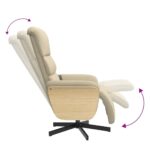 Fauteuil inclinable de massage avec repose-pieds crème tissu – Image 4