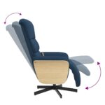 Fauteuil inclinable de massage avec repose-pieds bleu tissu – Image 4