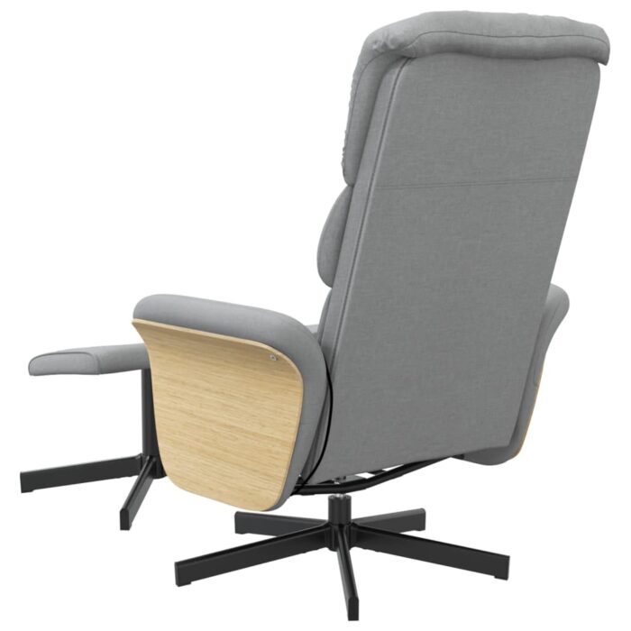 Fauteuil inclinable de massage et repose-pied gris clair tissu – Image 3