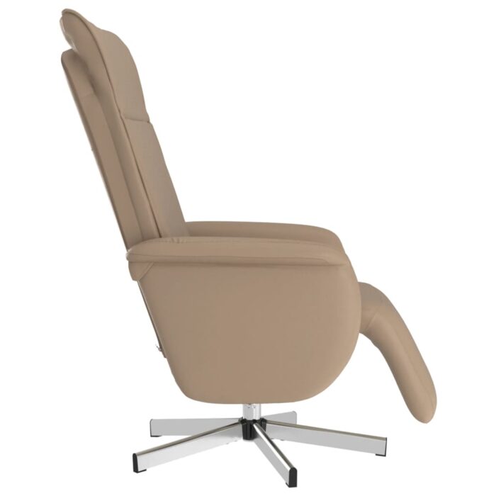 Fauteuil inclinable avec repose-pieds cappuccino similicuir – Image 2