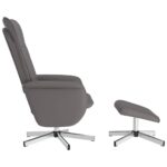 Fauteuil inclinable avec repose-pied gris similicuir – Image 2