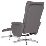 Fauteuil inclinable avec repose-pied gris similicuir – Image 3