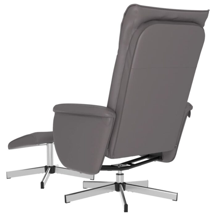 Fauteuil inclinable avec repose-pied gris similicuir – Image 3