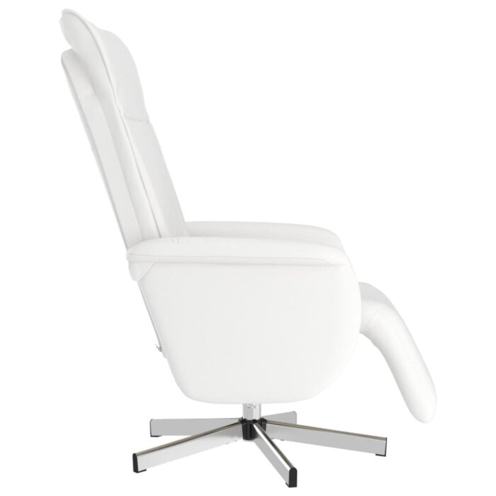 Fauteuil inclinable de massage repose-pieds blanc similicuir – Image 2