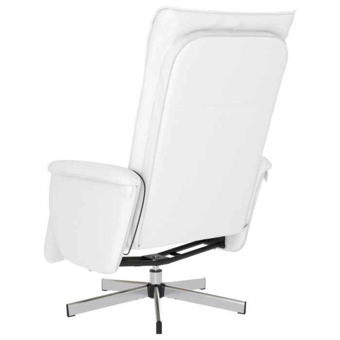 Fauteuil inclinable de massage repose-pieds blanc similicuir – Image 3