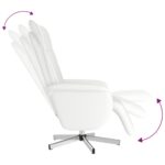 Fauteuil inclinable de massage repose-pieds blanc similicuir – Image 4
