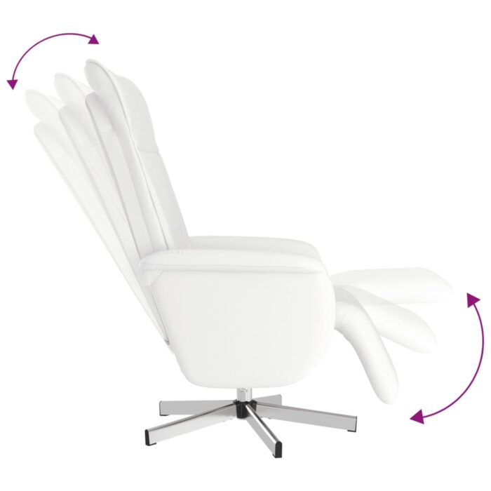 Fauteuil inclinable de massage repose-pieds blanc similicuir – Image 4
