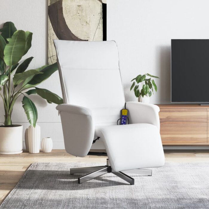 VXL8721012044364_m_en_hd_1.jpg Fauteuil inclinable de massage repose-pieds blanc similicuir – Image 1