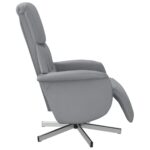 Fauteuil inclinable avec repose-pieds gris clair tissu – Image 2