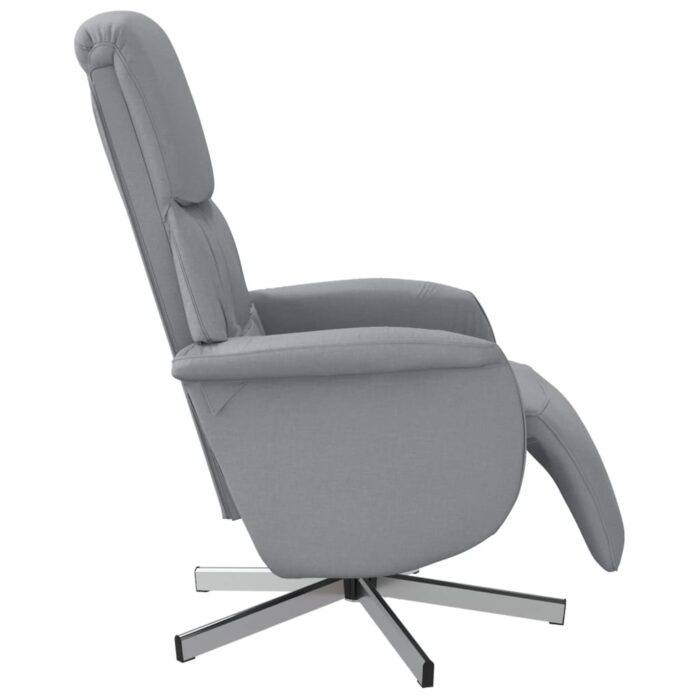 Fauteuil inclinable avec repose-pieds gris clair tissu – Image 2