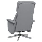 Fauteuil inclinable avec repose-pieds gris clair tissu – Image 3