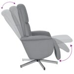 Fauteuil inclinable avec repose-pieds gris clair tissu – Image 4