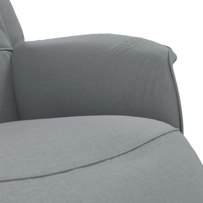 Fauteuil inclinable avec repose-pieds gris clair tissu – Image 5