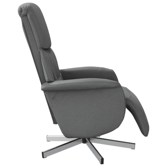 Fauteuil inclinable avec repose-pieds gris foncé tissu – Image 2