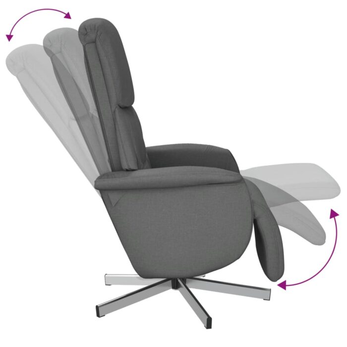 Fauteuil inclinable avec repose-pieds gris foncé tissu – Image 4