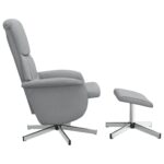 Fauteuil inclinable avec repose-pied gris clair tissu – Image 2
