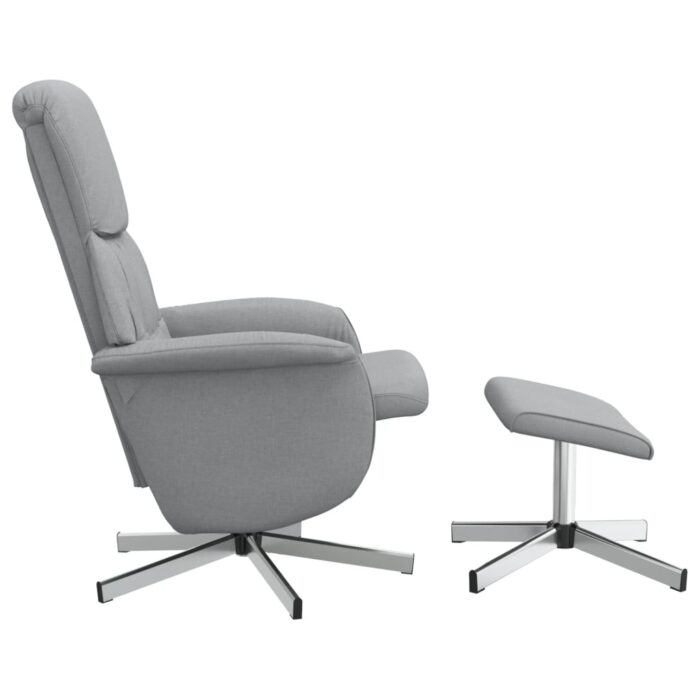 Fauteuil inclinable avec repose-pied gris clair tissu – Image 2