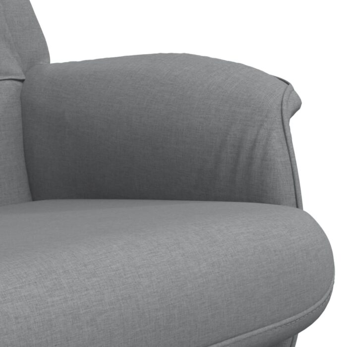 Fauteuil inclinable avec repose-pied gris clair tissu – Image 5
