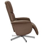 Fauteuil inclinable de massage avec repose-pieds marron tissu – Image 3