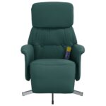 Fauteuil inclinable de massage et repose-pieds vert foncé tissu – Image 2