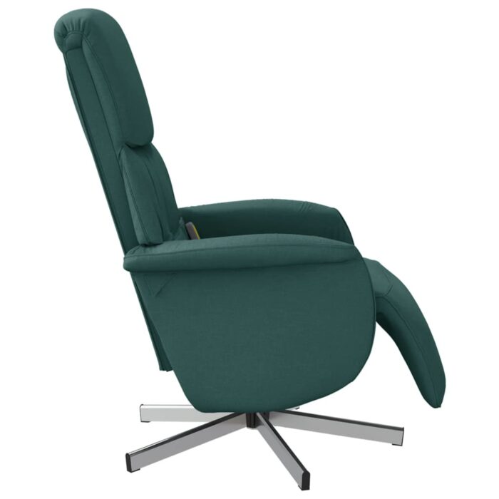 Fauteuil inclinable de massage et repose-pieds vert foncé tissu – Image 3