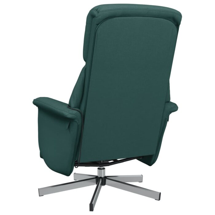 Fauteuil inclinable de massage et repose-pieds vert foncé tissu – Image 4
