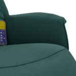 Fauteuil inclinable de massage et repose-pieds vert foncé tissu – Image 6