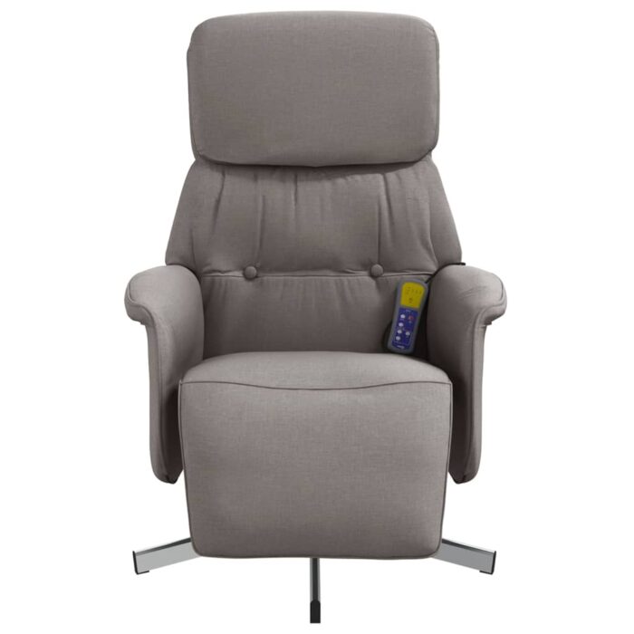 Fauteuil inclinable de massage avec repose-pieds taupe tissu – Image 2