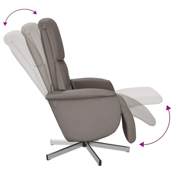 Fauteuil inclinable de massage avec repose-pieds taupe tissu – Image 5