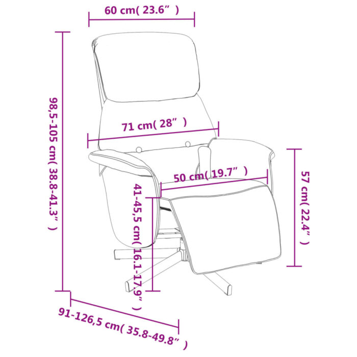Fauteuil inclinable de massage avec repose-pieds taupe tissu – Image 9