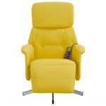 Fauteuil inclinable de massage repose-pieds jaune clair tissu – Image 2