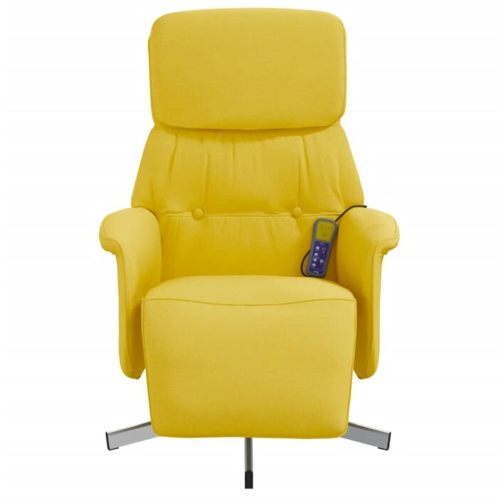 Fauteuil inclinable de massage repose-pieds jaune clair tissu – Image 2