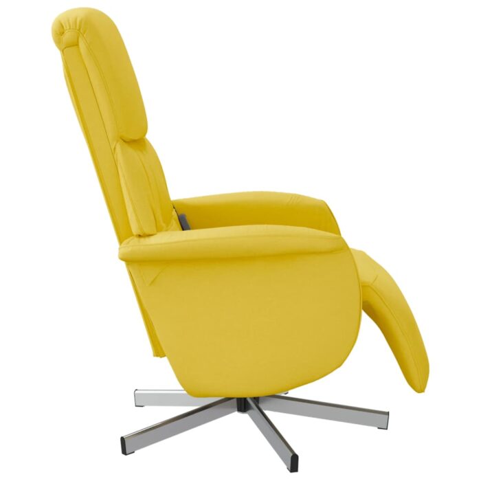 Fauteuil inclinable de massage repose-pieds jaune clair tissu – Image 3
