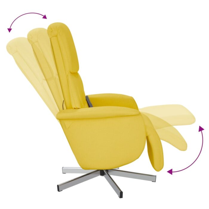 Fauteuil inclinable de massage repose-pieds jaune clair tissu – Image 5