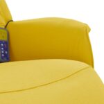 Fauteuil inclinable de massage repose-pieds jaune clair tissu – Image 6