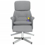 Fauteuil inclinable de massage et repose-pied gris clair tissu – Image 2