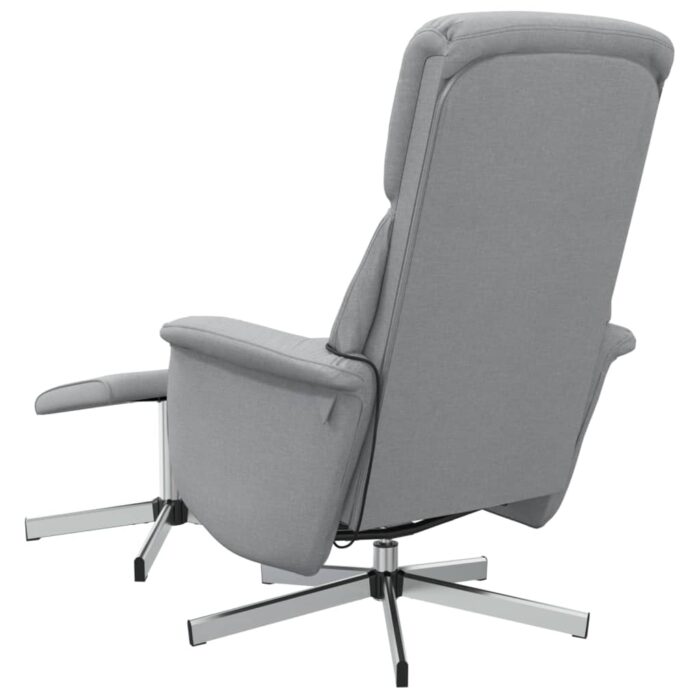 Fauteuil inclinable de massage et repose-pied gris clair tissu – Image 4