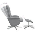 Fauteuil inclinable de massage et repose-pied gris clair tissu – Image 5