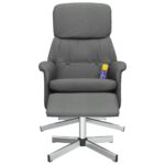 Fauteuil de massage inclinable et repose-pieds gris foncé tissu – Image 2