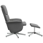 Fauteuil de massage inclinable et repose-pieds gris foncé tissu – Image 3