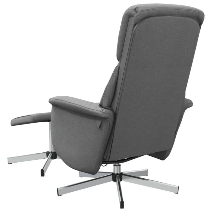 Fauteuil de massage inclinable et repose-pieds gris foncé tissu – Image 4
