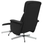 Fauteuil de massage inclinable avec repose-pied noir tissu – Image 4