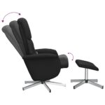 Fauteuil de massage inclinable avec repose-pied noir tissu – Image 5